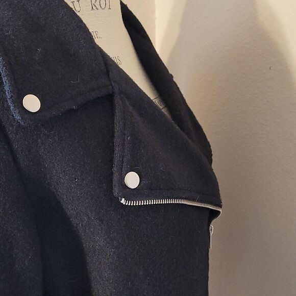 Black Mixed Wool Moto Jacket - Picture 7 of 15